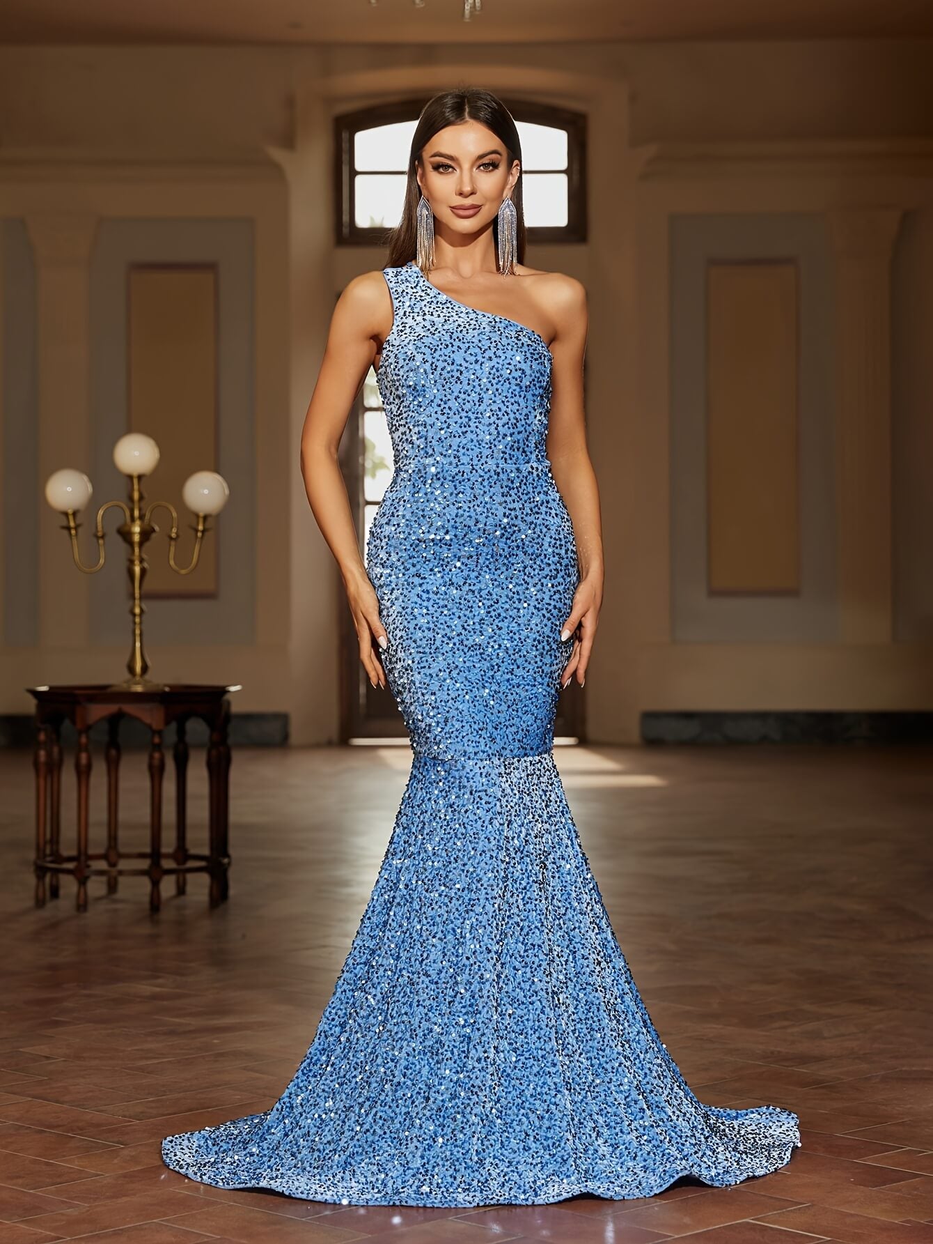 Teal hot pageant gown