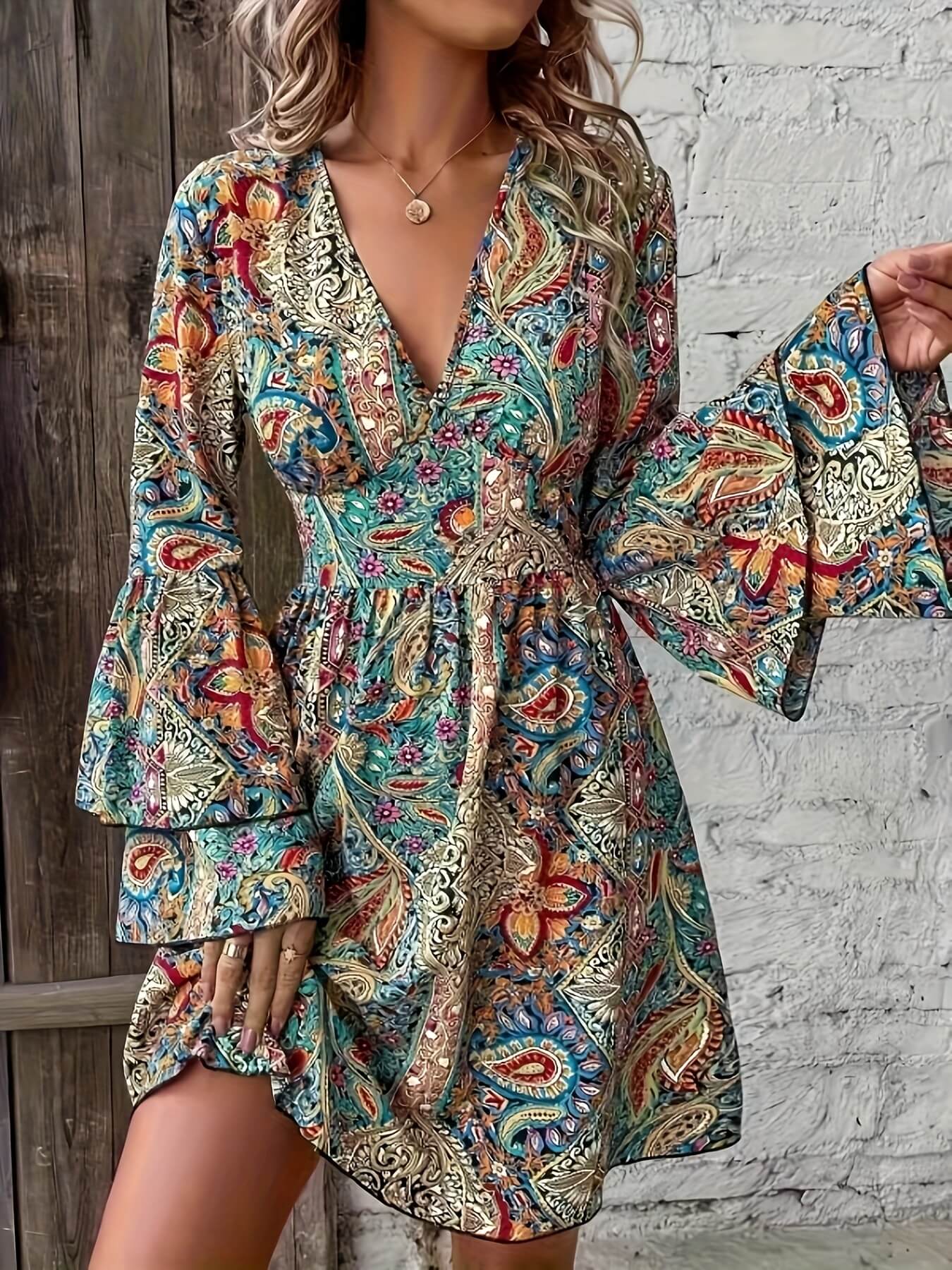 Paisley print shops wrap dress