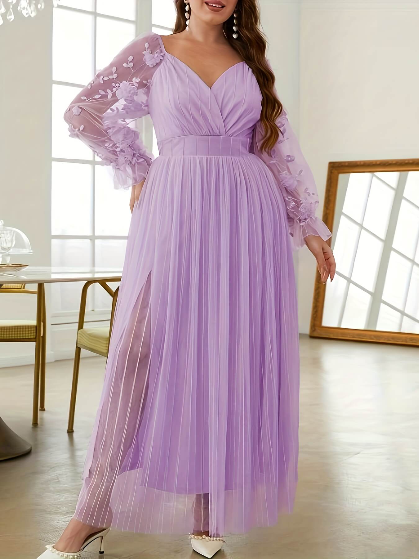 Plus Size Splicing Surplice Pageant Dress