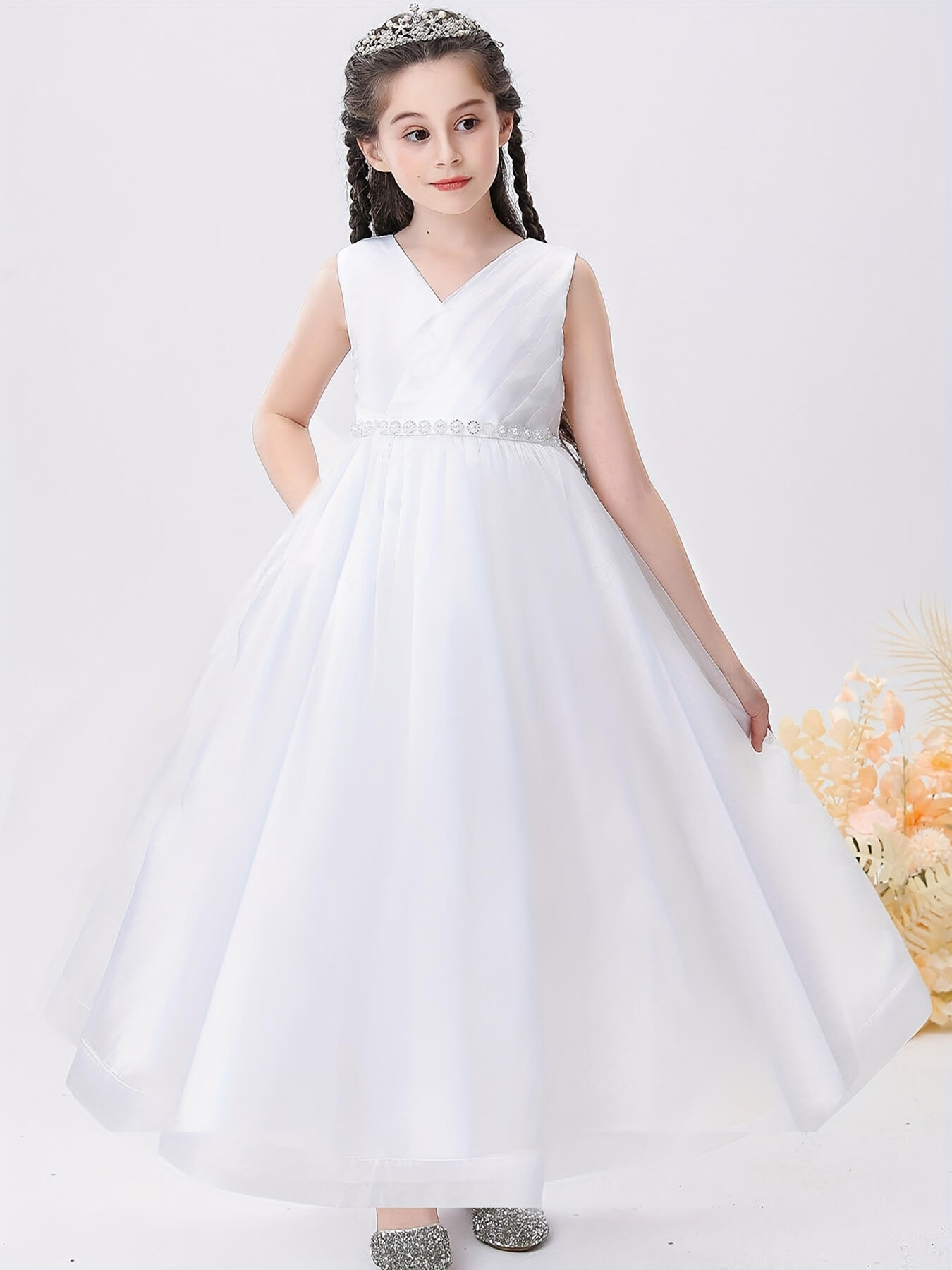 Beaded Waist Sleeveless Pageant Dress