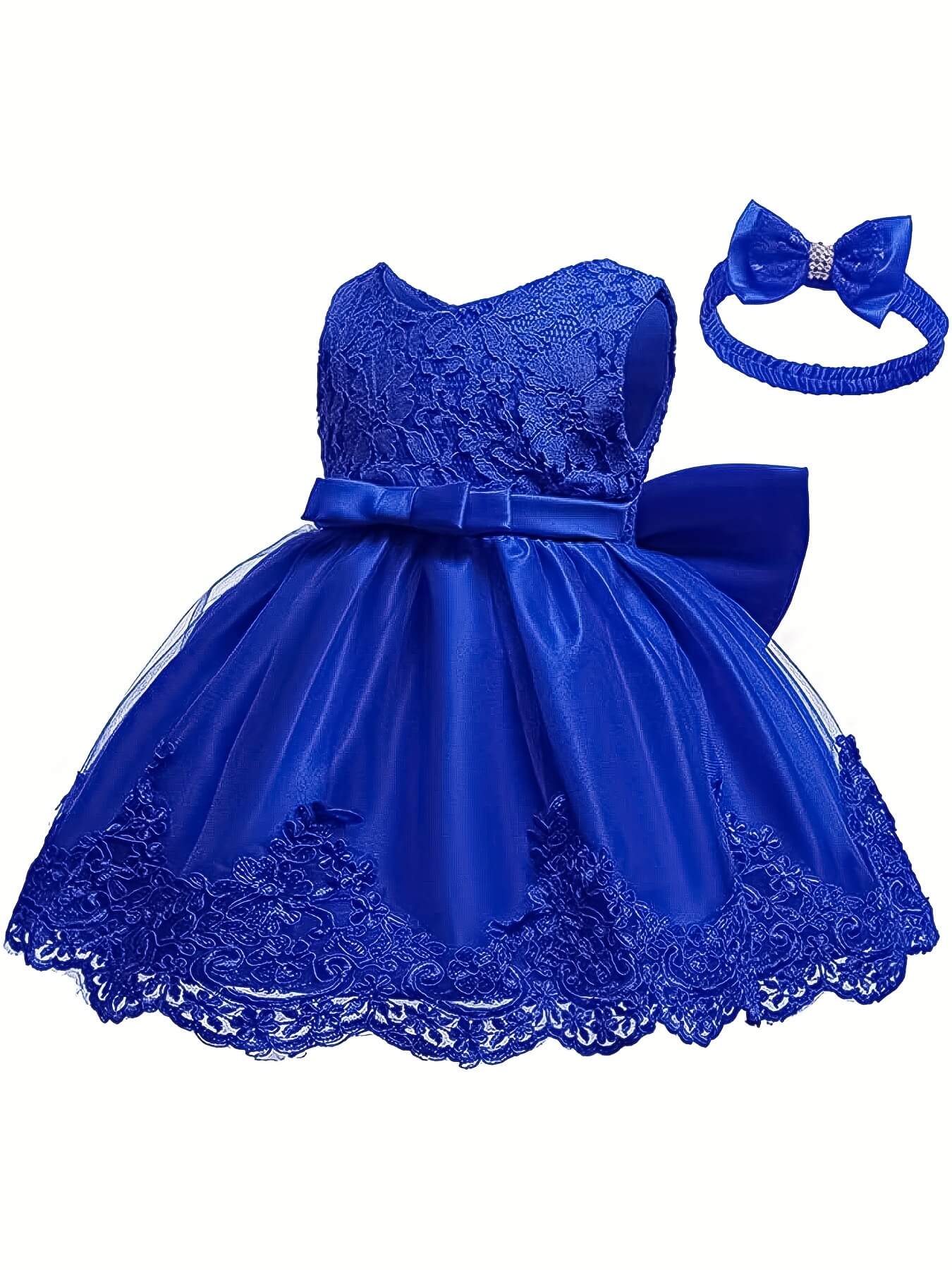 Bowknot Sleeveless Lace Girls Princess Dress