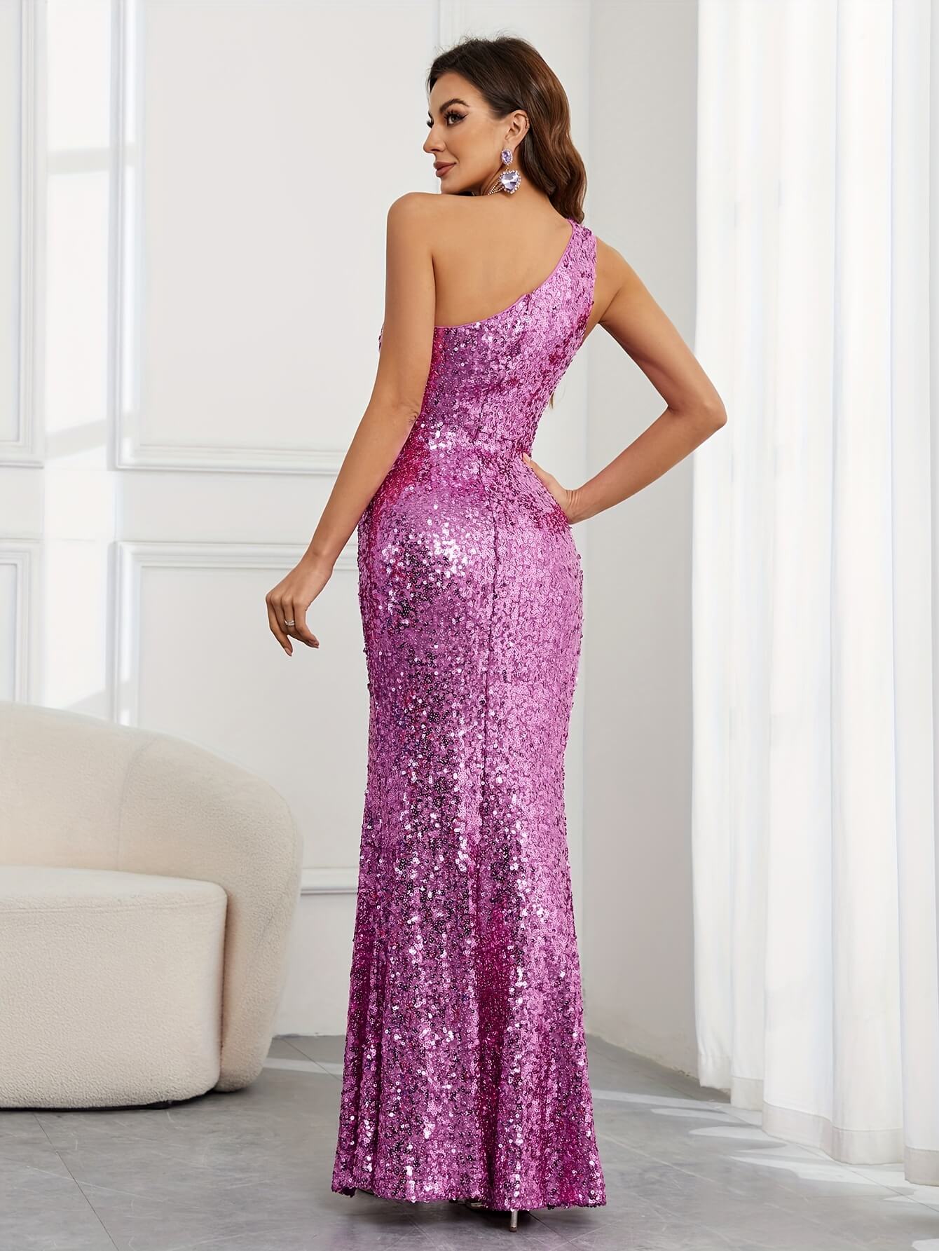 Cut Out One Shoulder Split Pageant Dress