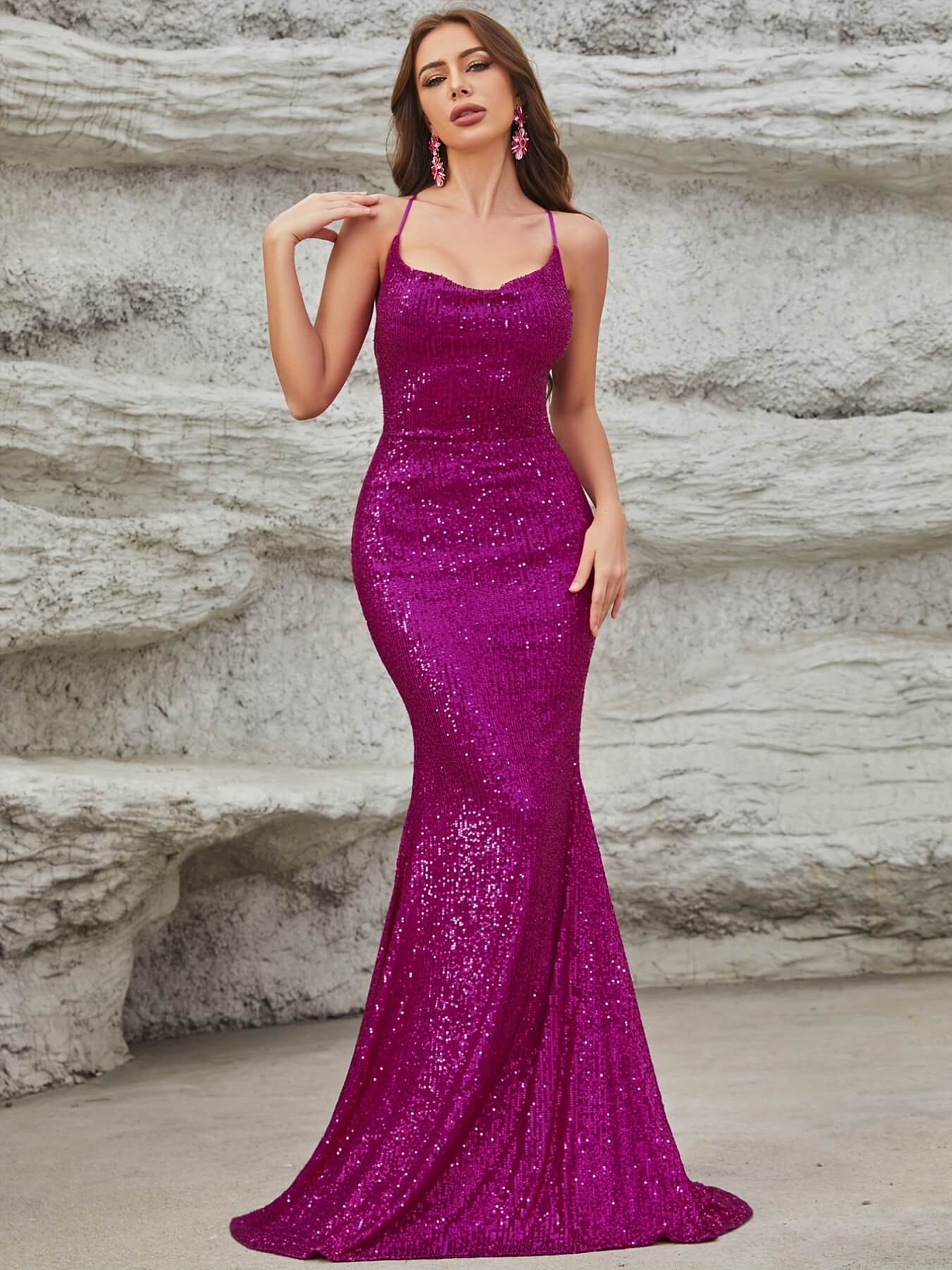 Sequined Mermaid Pageant Gown Dress