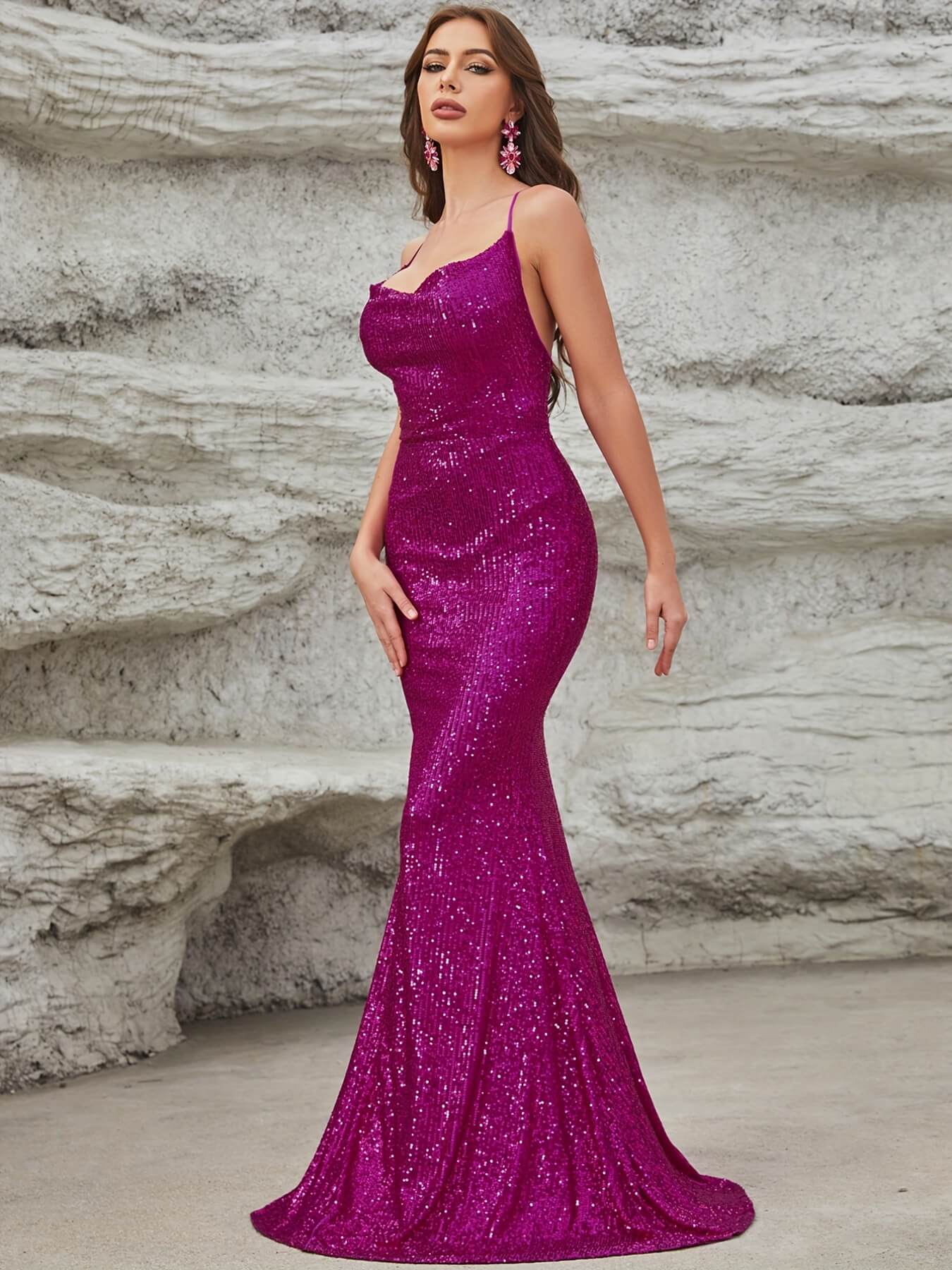 Sequined Mermaid Pageant Gown Dress