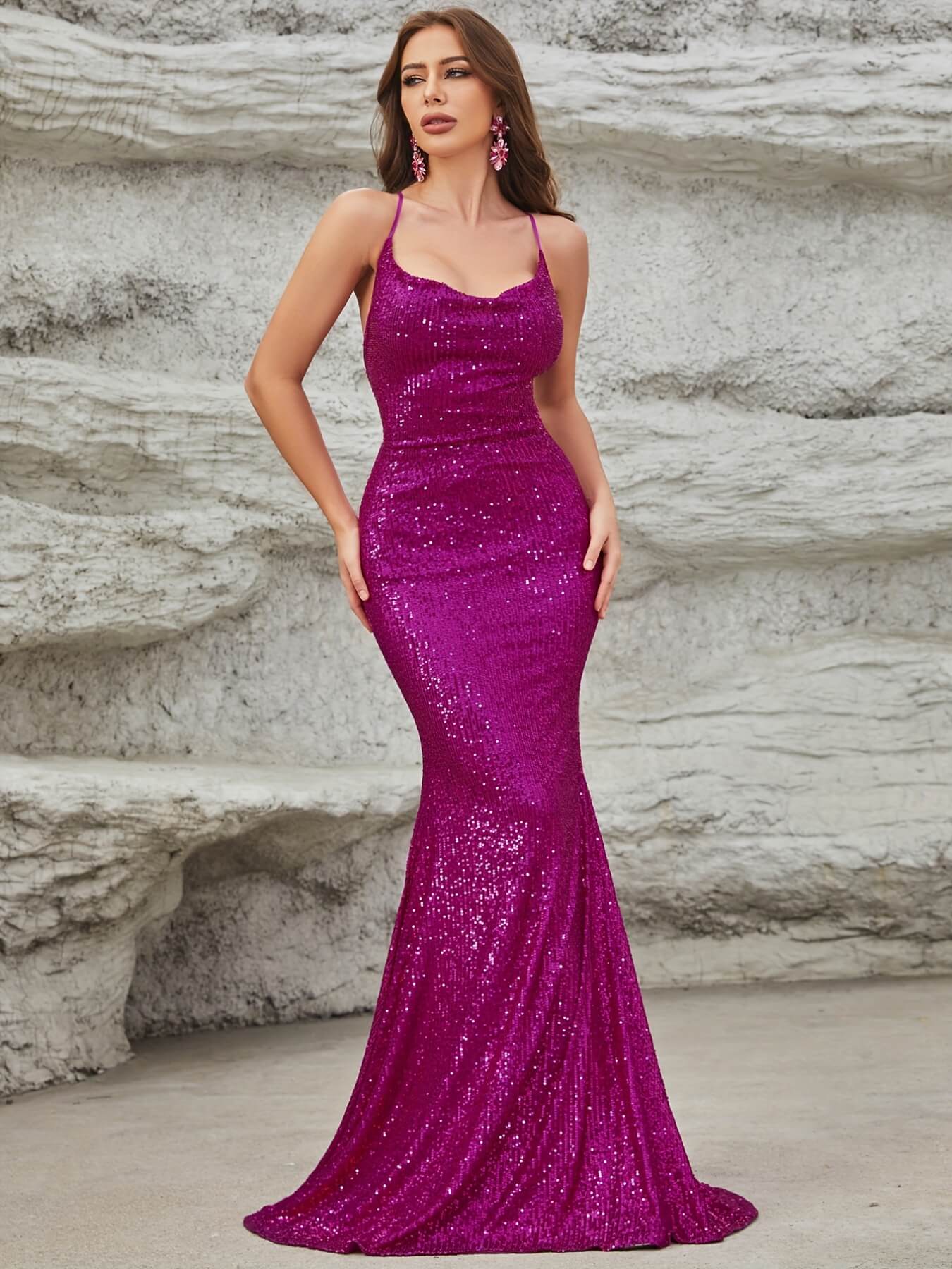 Sequined Mermaid Pageant Gown Dress