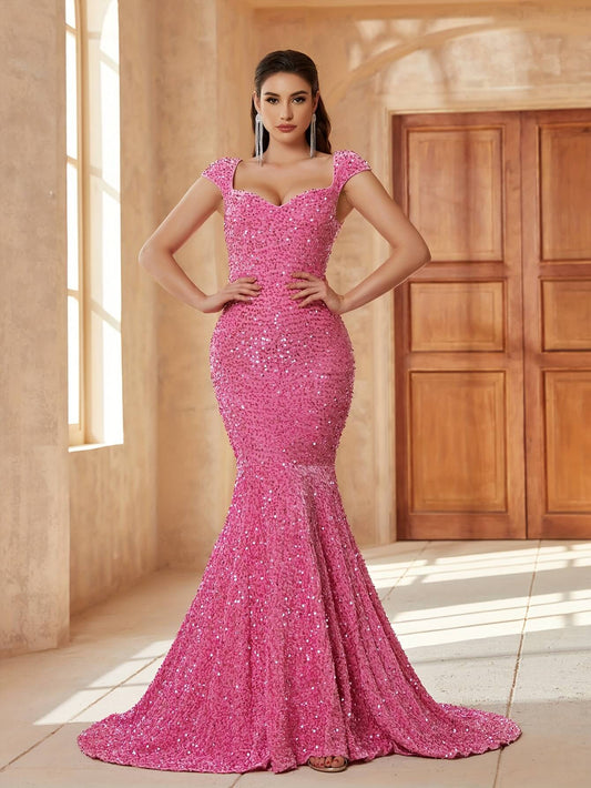 Sequined Sweetheart Neck Pageant Dress