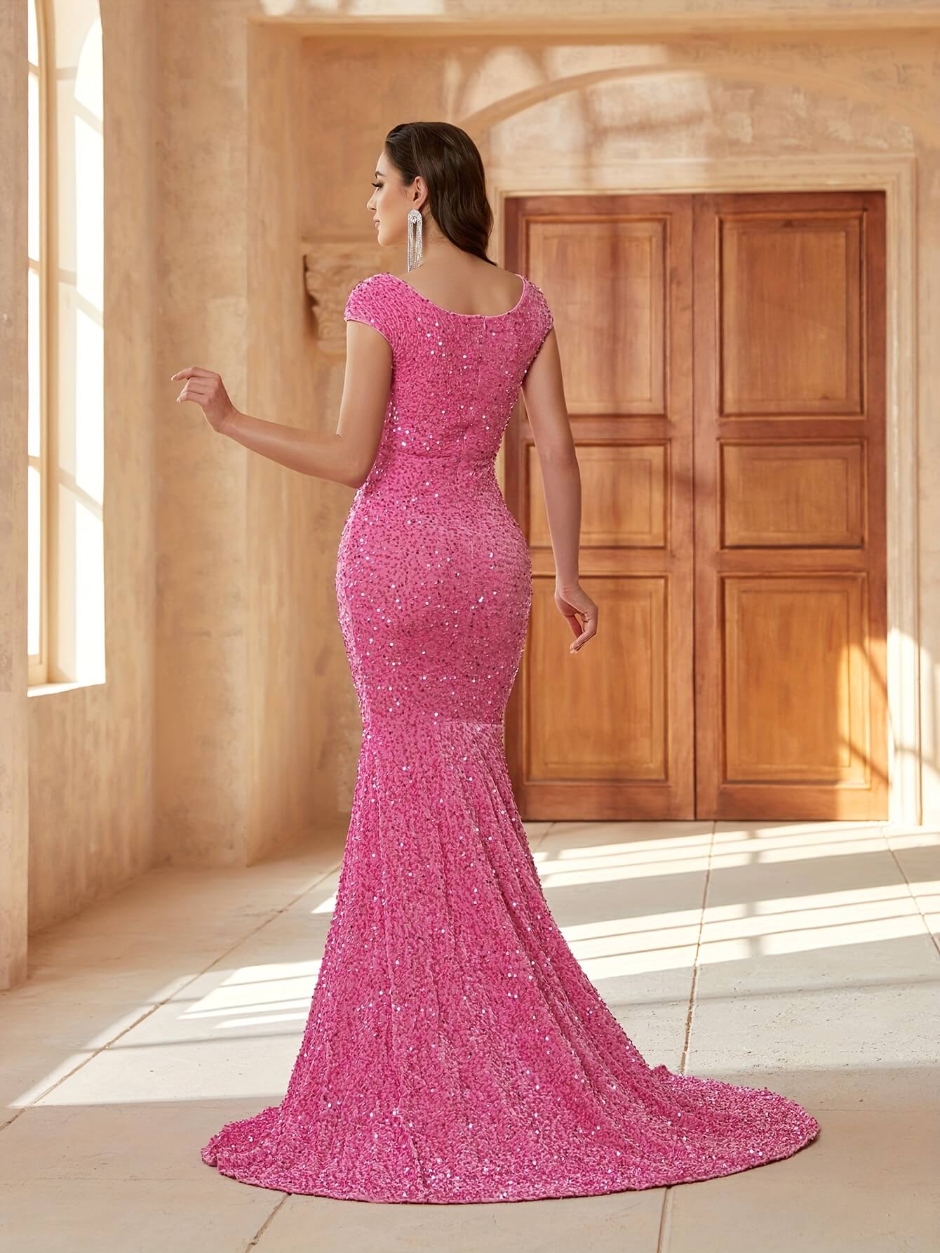 Sequined Sweetheart Neck Pageant Dress