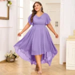 Plus Size Chiffon Butterfly Sleeve A-Line Maxi Dress