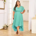 Plus Size Chiffon Butterfly Sleeve A-Line Maxi Dress