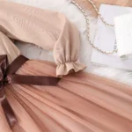 Girls Long Sleeve Mesh Dress with Woven Belt