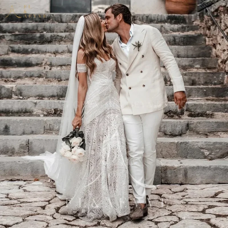 Boho Lace Mermaid Wedding Dress