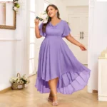 Plus Size Chiffon Butterfly Sleeve A-Line Maxi Dress