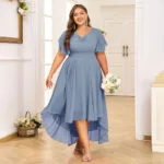 Plus Size Chiffon Butterfly Sleeve A-Line Maxi Dress