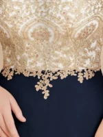 Gold Applique Chiffon Mermaid Gown