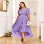 Plus Size Chiffon Butterfly Sleeve A-Line Maxi Dress