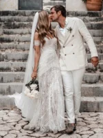 Boho Lace Mermaid Wedding Dress